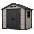 Abri de jardin en résine gris/noir avec double porte et fenêtre