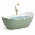 Baignoire autoportante en acrylique blanc et vert avec robinetterie