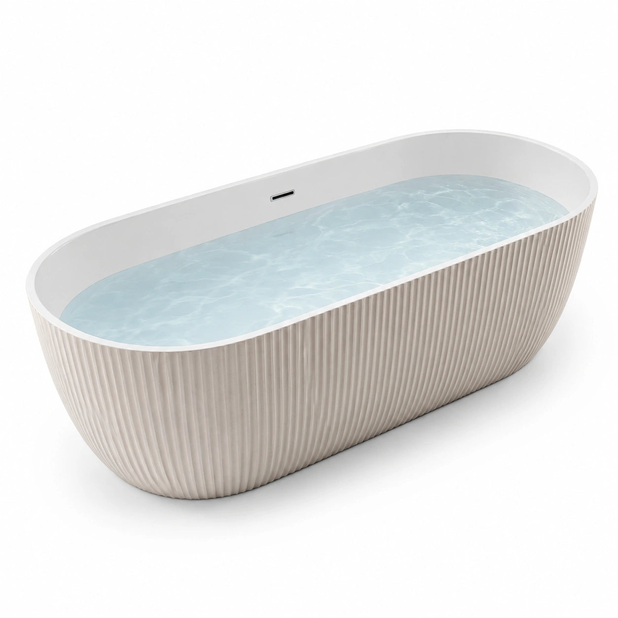 Baignoire îlot ovale en acrylique texturé beige