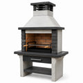 Barbecue en béton avec cheminée et grille en acier inoxydable, gris/noir