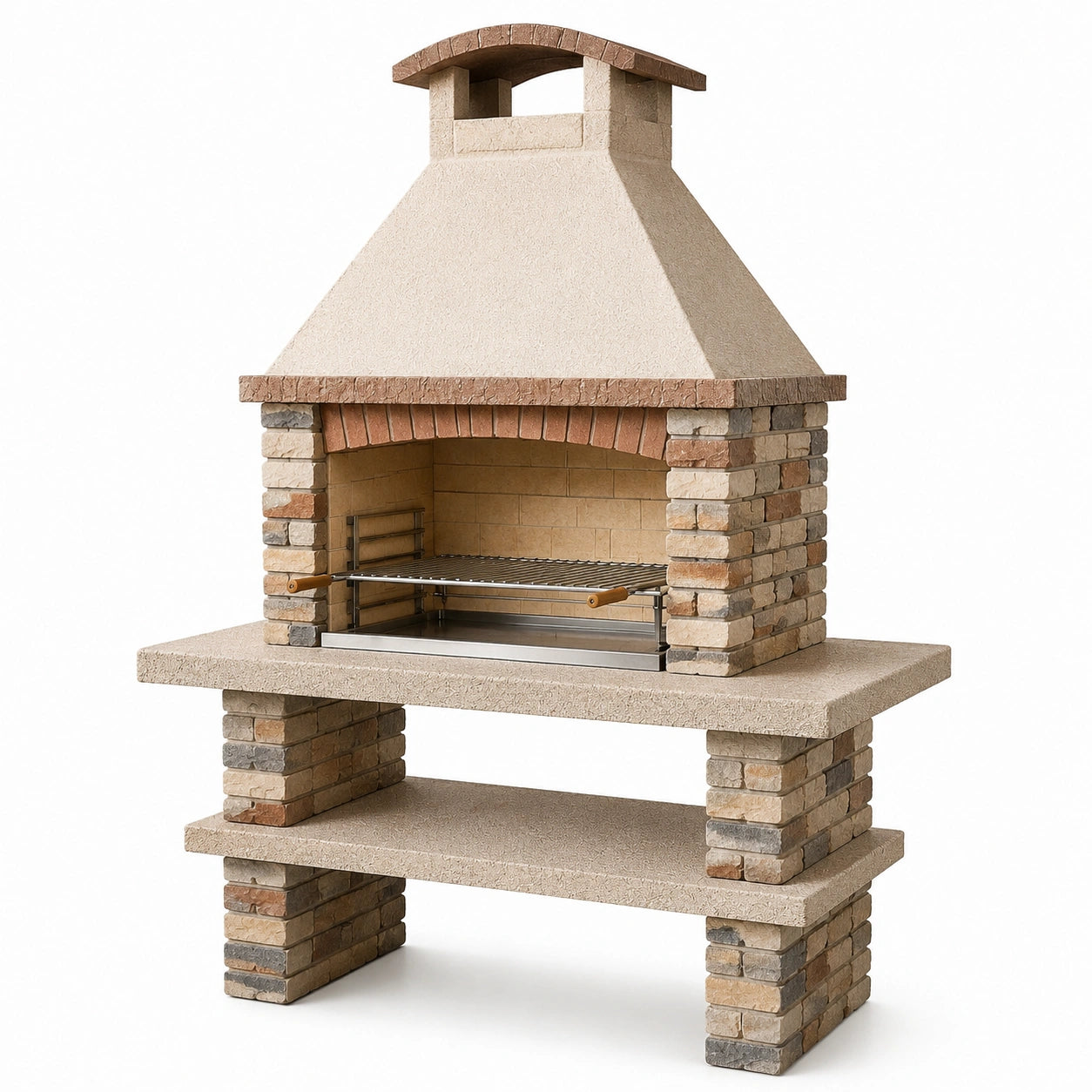 Barbecue en pierre avec grille en acier inoxydable 120x65x215 cm