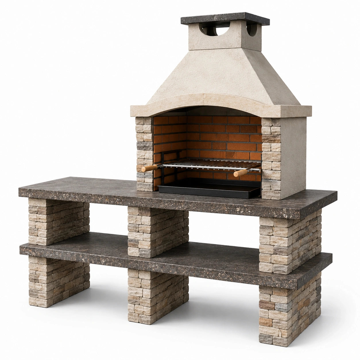 Barbecue en pierre naturelle et béton réfractaire avec grille en acier inoxydable