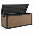 Coffre de rangement extérieur en bois composite et polypropylène marron/noir 120 x 56 x 64 cm