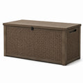 Coffre de rangement extérieur en résine tressée marron 120x55x60 cm