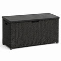 Coffre de rangement en résine tressée et polypropylène noir