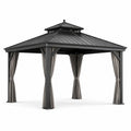 Pavillon en aluminium 3x3m avec toit en acier et rideaux en polyester