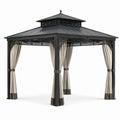 Pavillon de jardin en aluminium avec rideaux 300x300 cm gris/noir