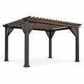 Pergola en aluminium et bois avec toit à lames 3x3 m noir et marron