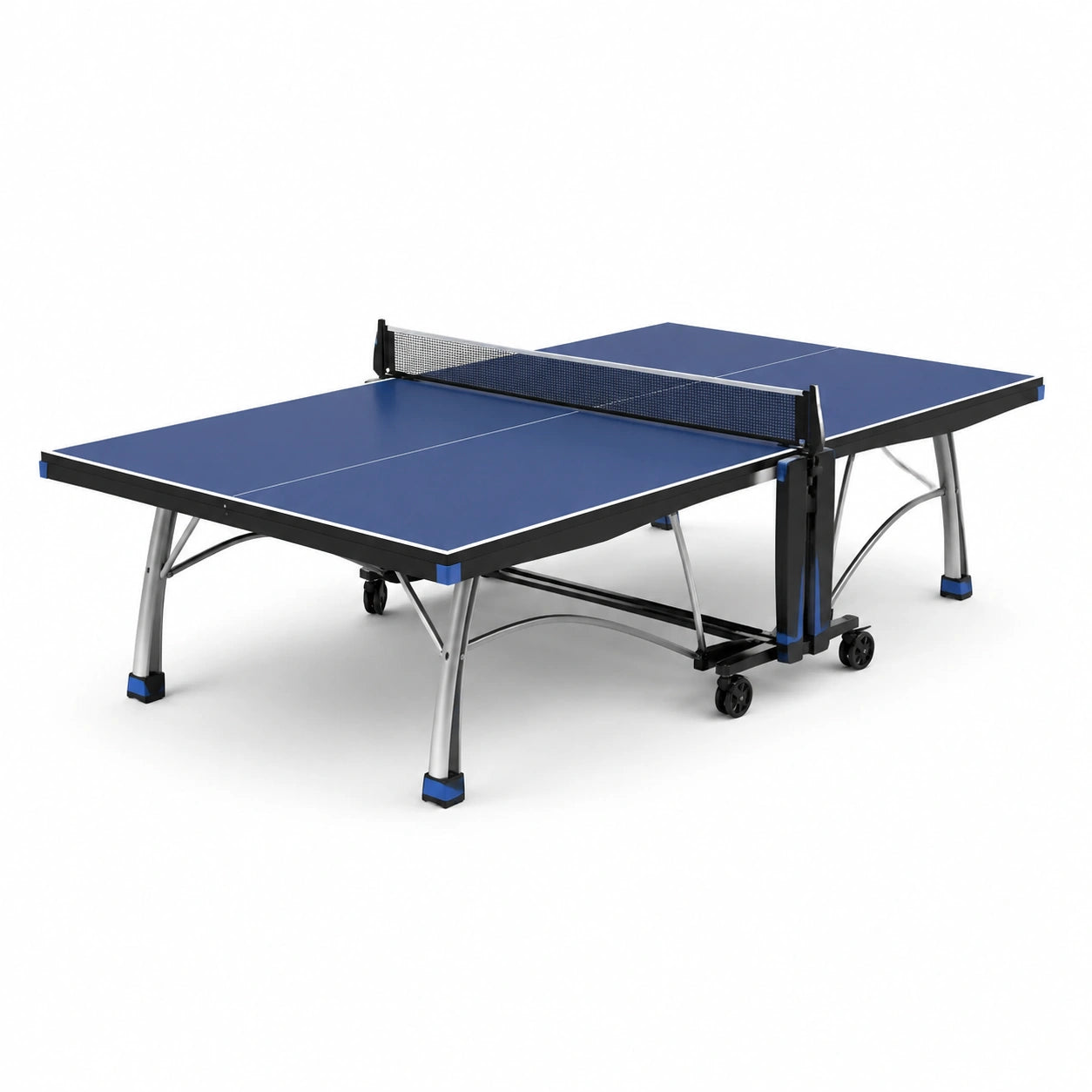 Table de ping-pong pliable, plateau en résine stratifiée bleue